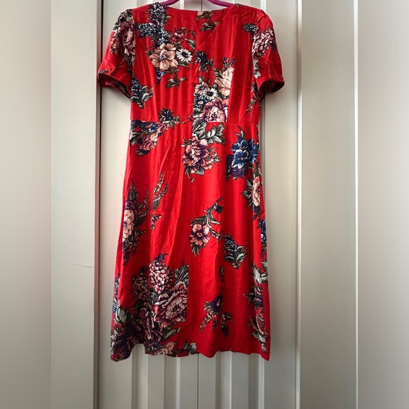 Maeve Anthropologie Button Down Red Floral Dress - Picture 3 of 7